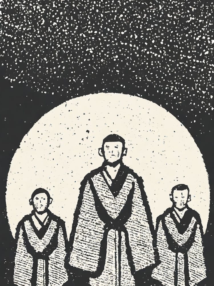 A Tranquil Scene Of Zen Buddhist Monks In Meditation