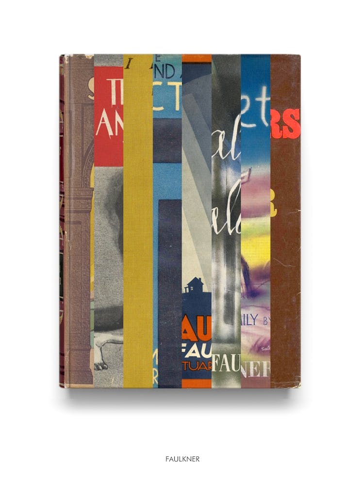 William Faulkner - Book Lover Abstract Print -First Edition Covers
