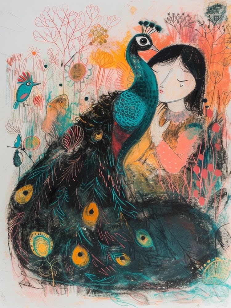 Peacock & Girl Sketch