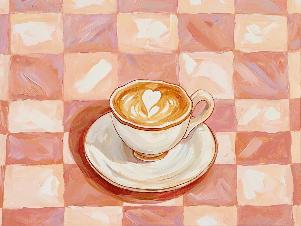 Heart Cappucino Checkerboard