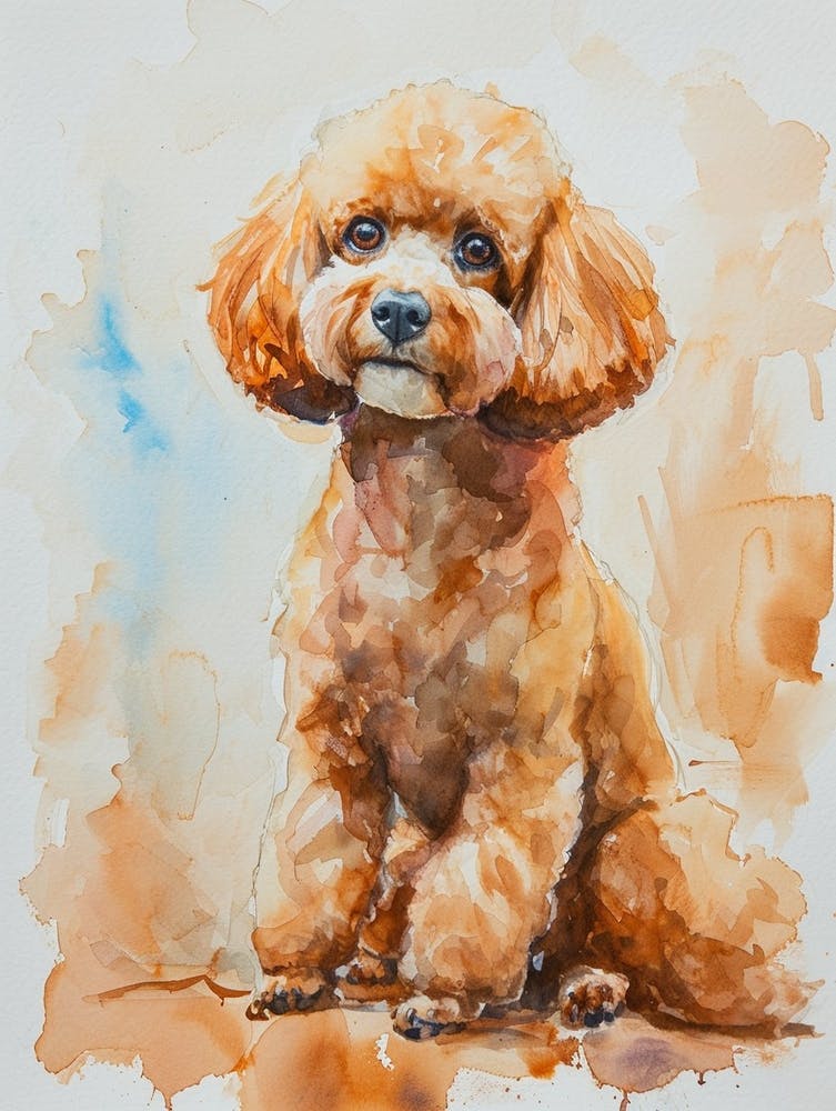 Poodle Watercolor Painting 4