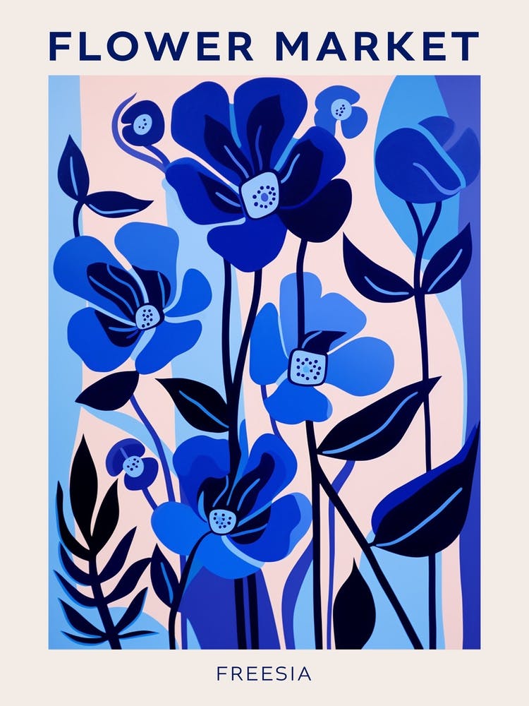 Blue Flower Market Poster Freesia 3