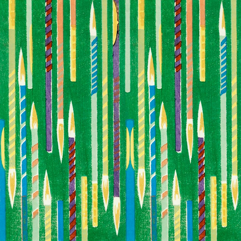 Vintage Ukiyo-e Woodblock Print Of Japanese Textile, Shima Shima, Furuya Korin (144)