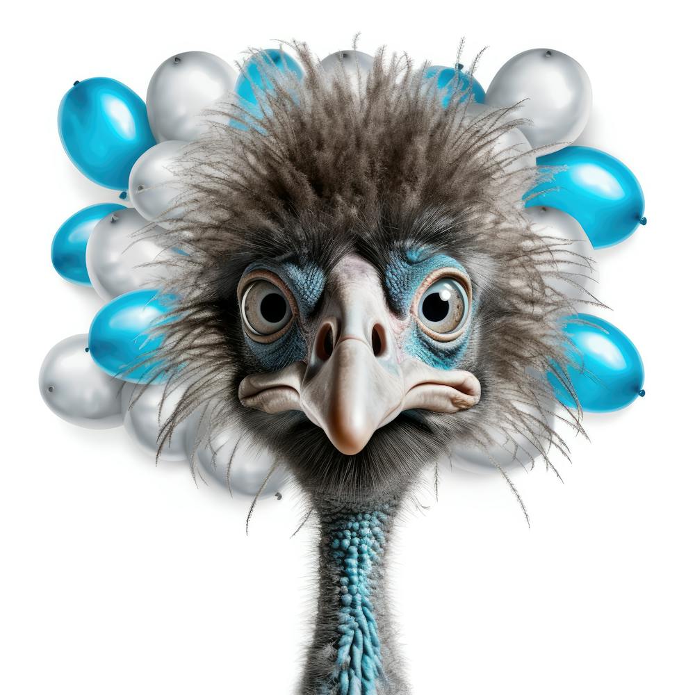 Ostrich With Balloons