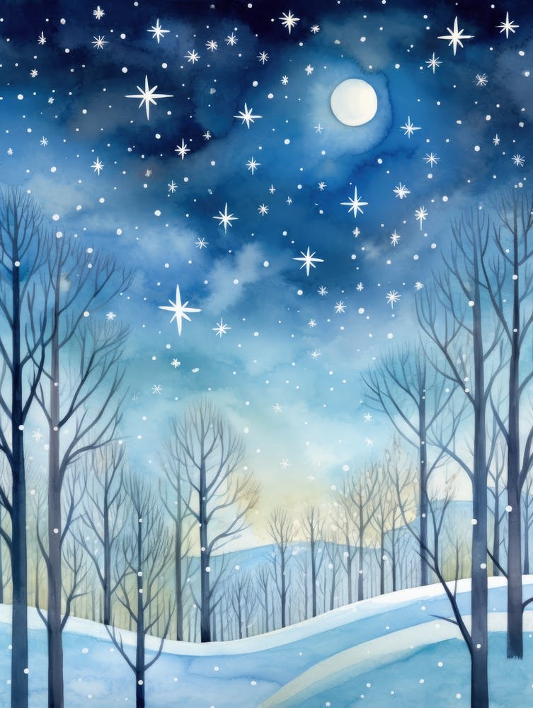 Winter Night In The Forest