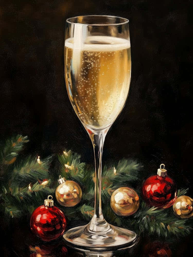 Christmas Glass Of Champagne