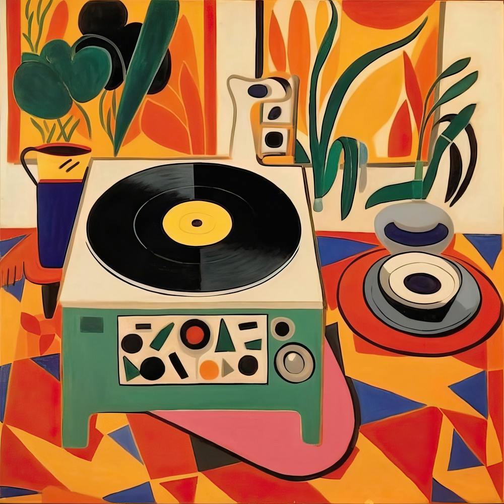 Stillleben mit Plattenspieler, Matisse-Stil