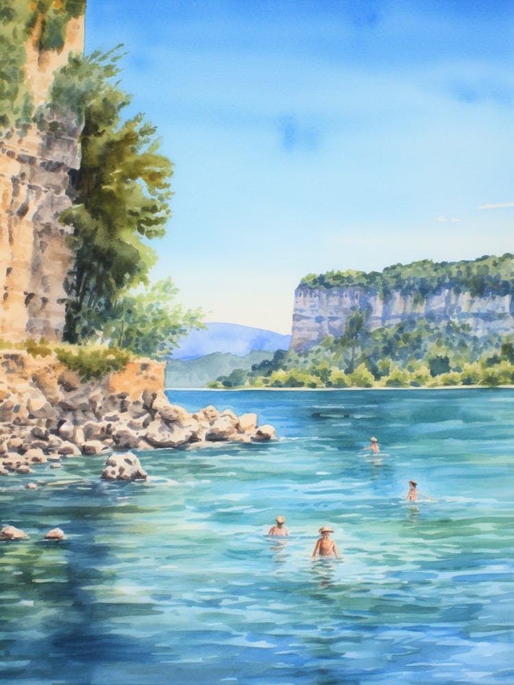 Swimming In Zakynthos Greece Watercolour