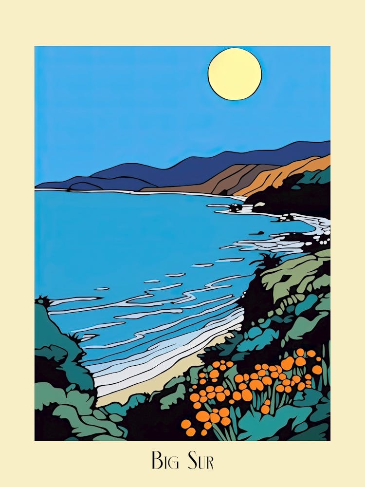 Poster Of Minimal Design Style Of Big Sur California, Usa 3