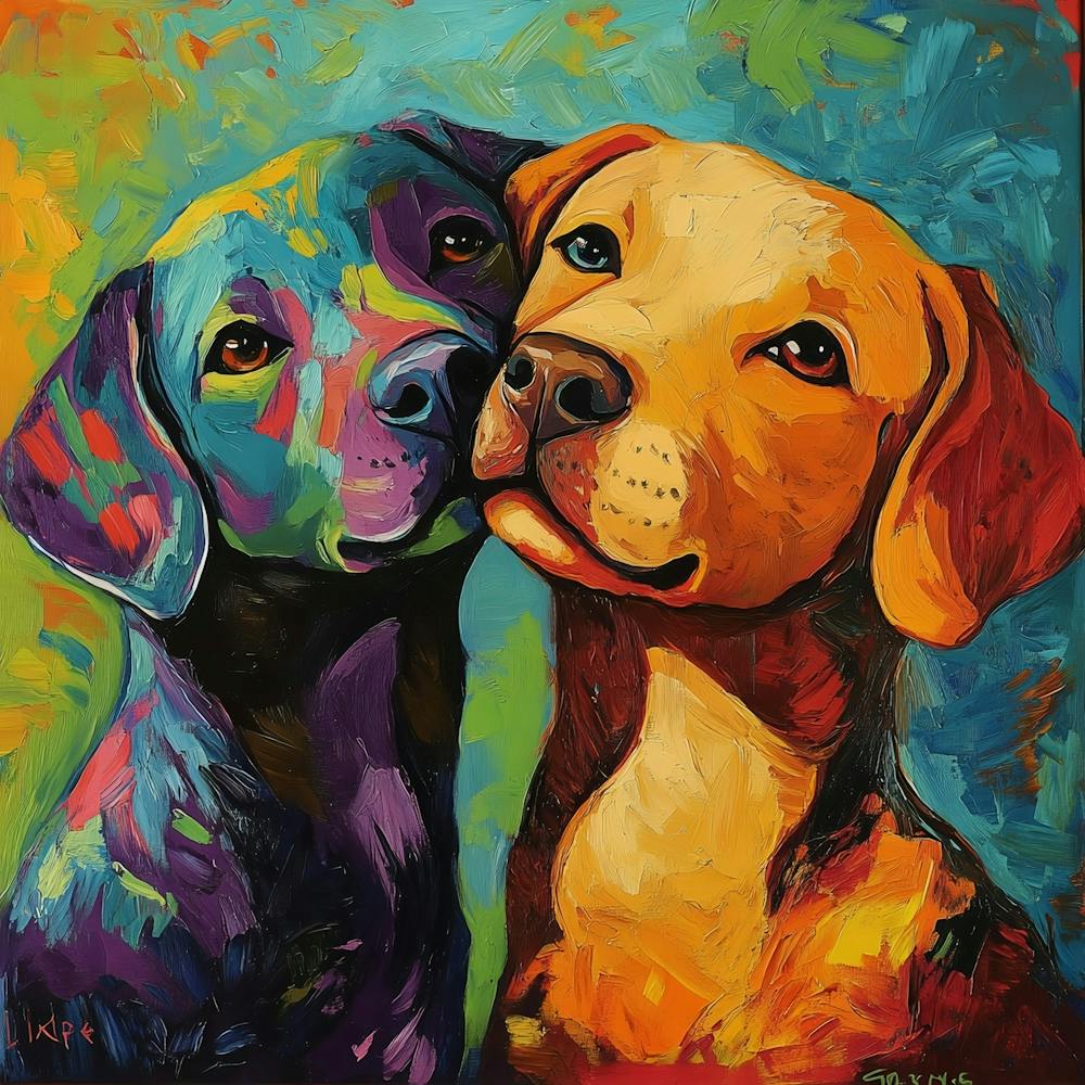 Zwei Hunde zeigen Liebe in den Augen Im Stil der Romantik