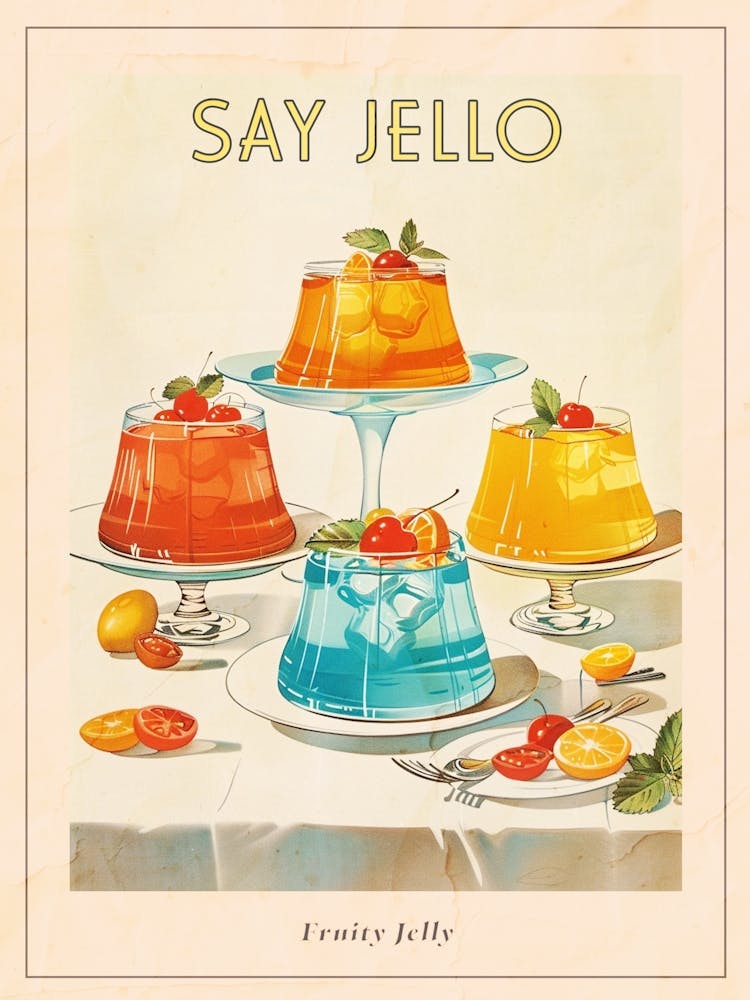 Gelée de fruits Illustration de Livre de Cuisine Vintage Affiche