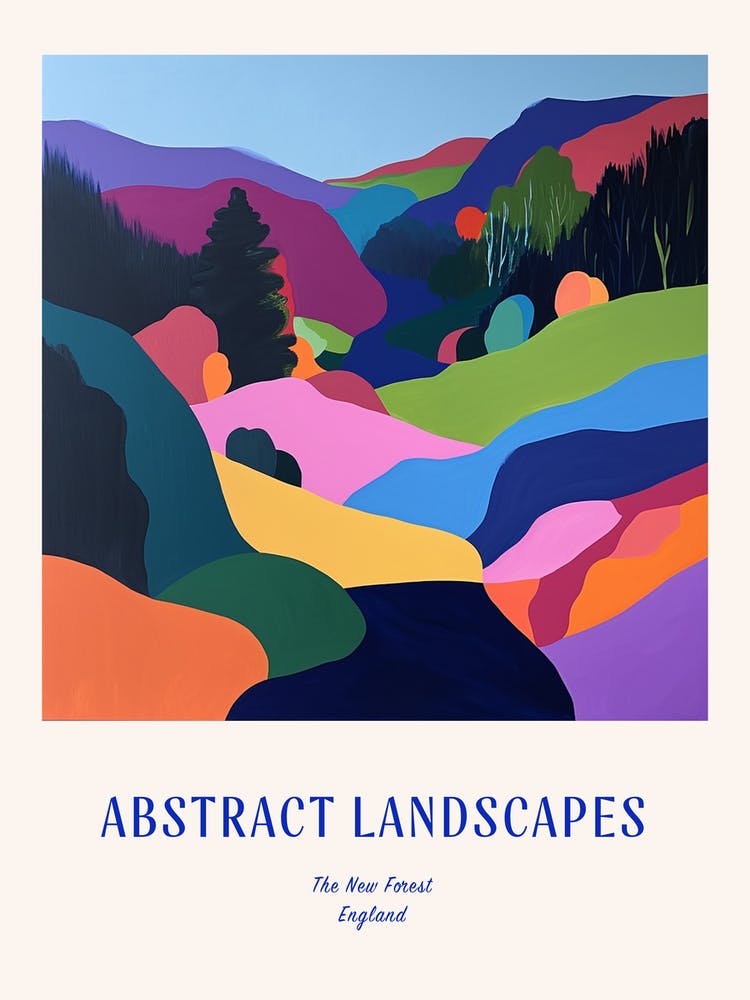 Colourful Abstract The New Forest England 4 Poster Blue