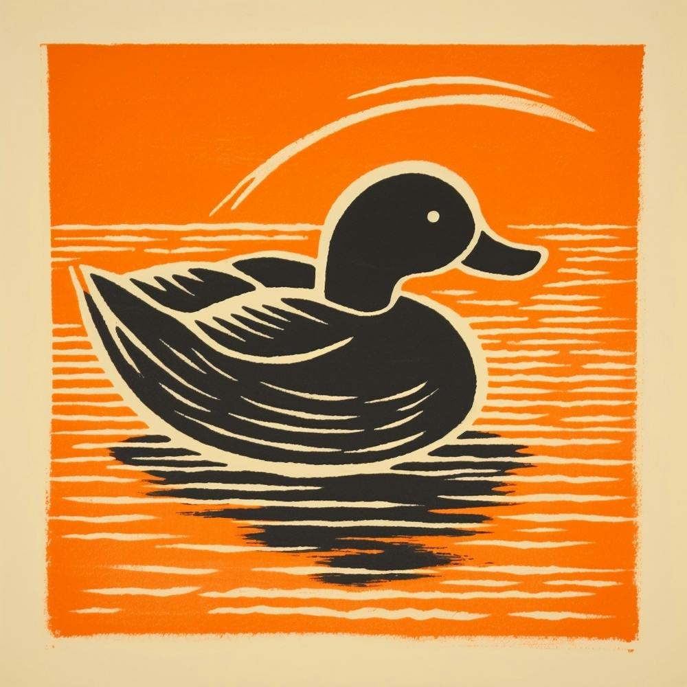 Retro Bird Lithograph Duck 1