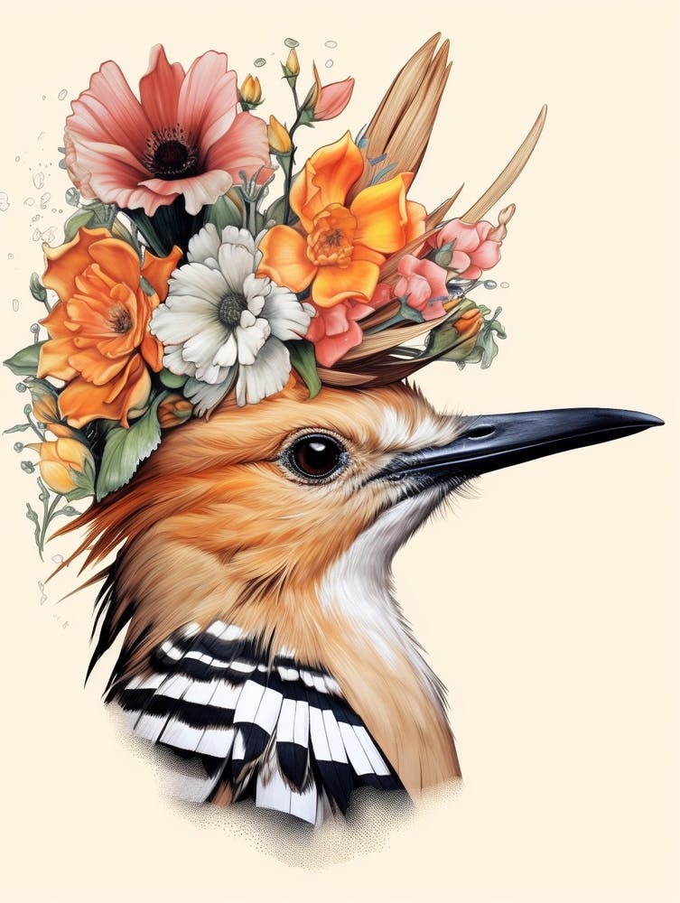 Bird With A Flower Crown Hoopoe 1