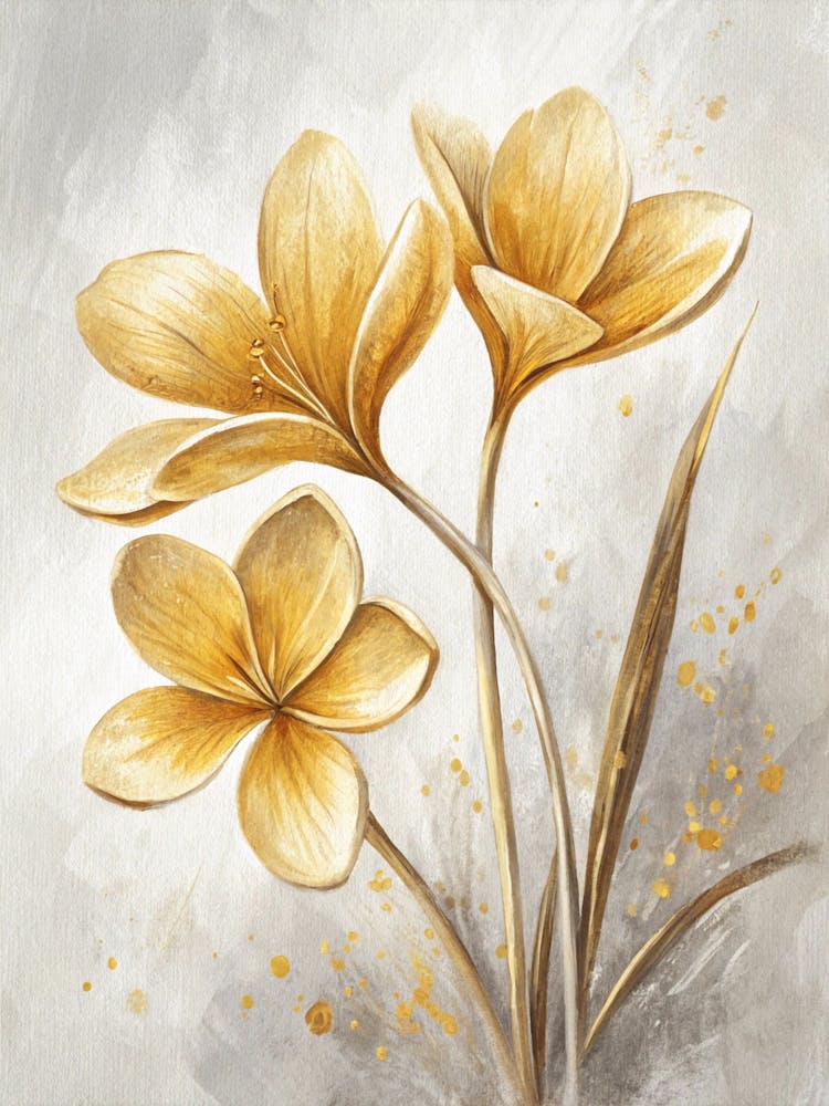 Oil Painting Style Minimalist Golden Petals