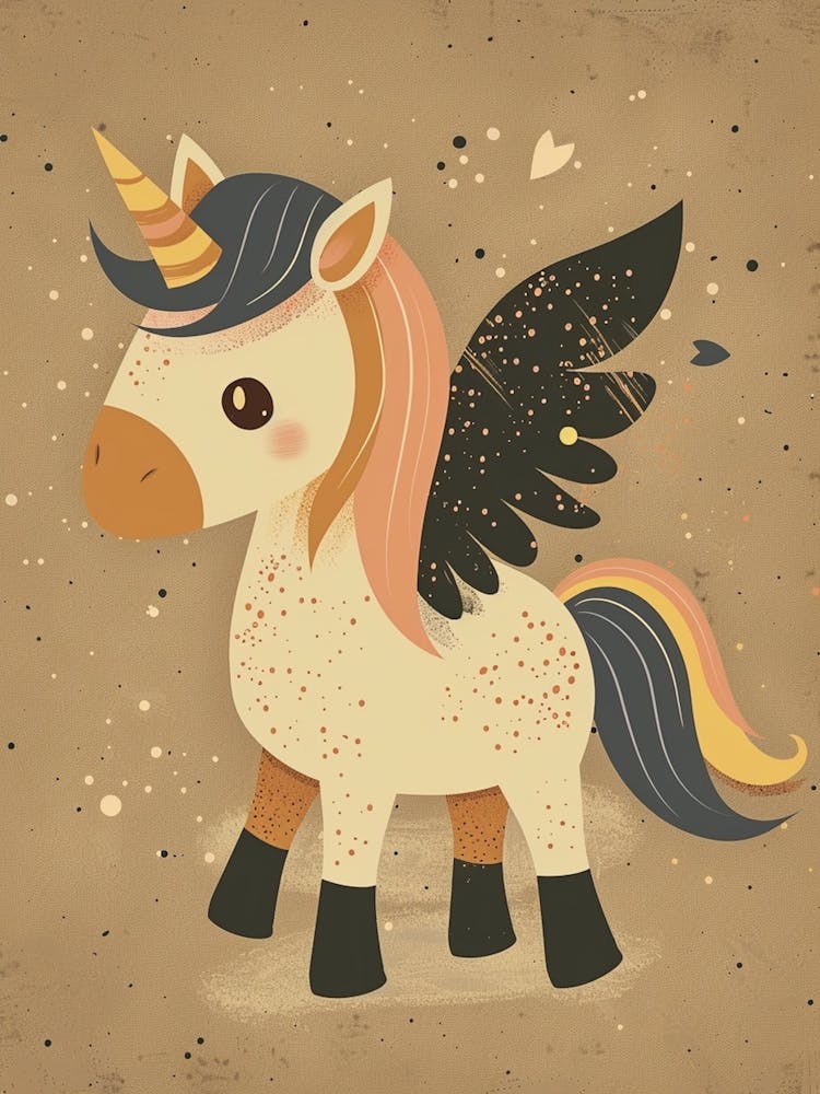 Unicorn Pegasus With Wings Cute Kids Muted Pastel 1