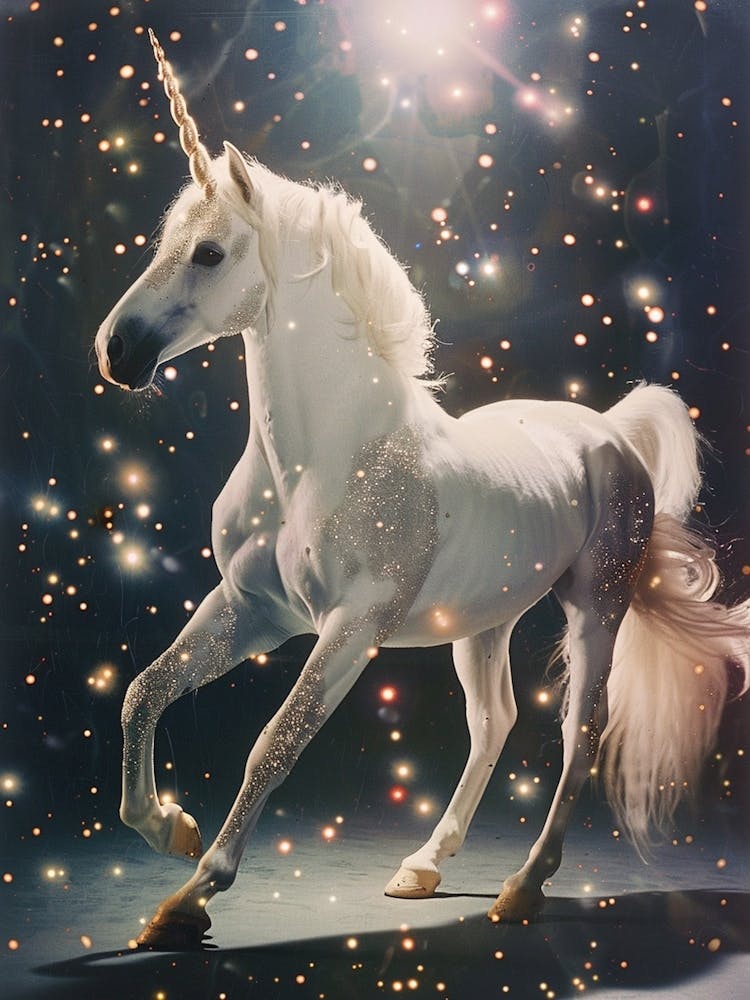Glitter Unicorn In Space Abstract Collage 2