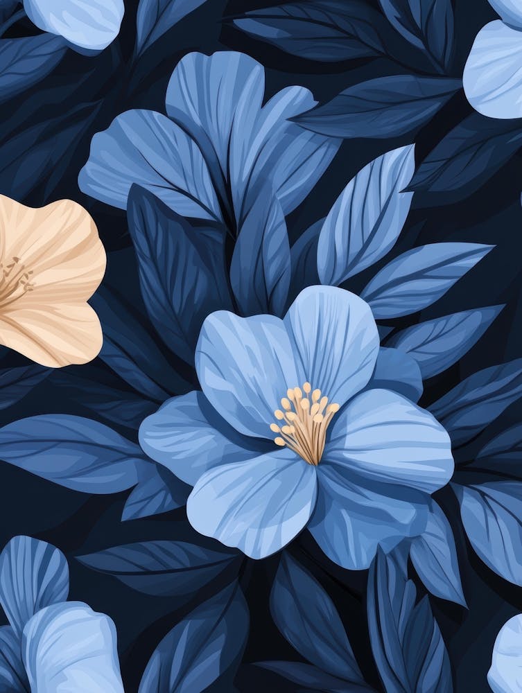 Blue Flowers Seamless Pattern