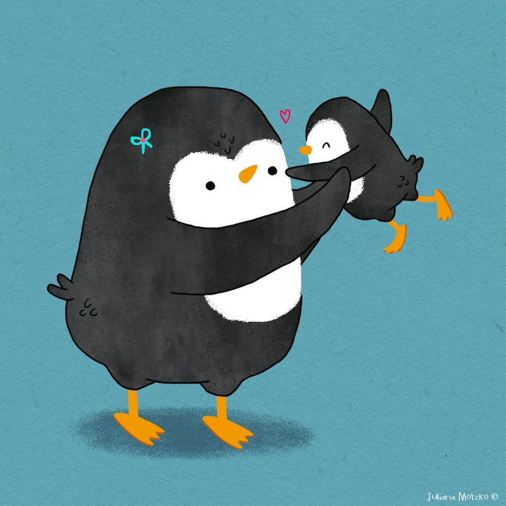 Mother Penguin And Baby