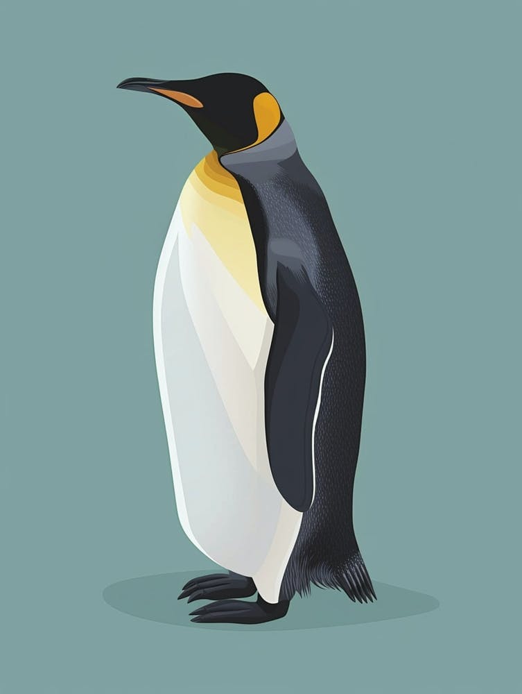 Emperor Penguin Petermann Island Minimalist Illustration 3