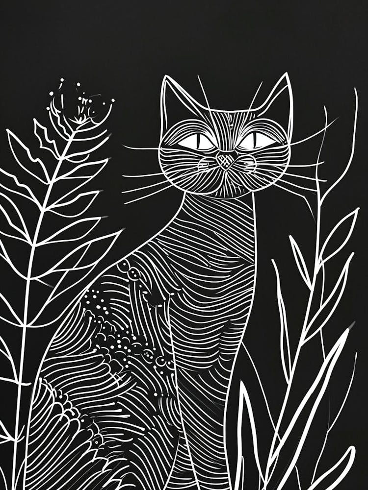 Bombay Cat Minimalist Illustration 4