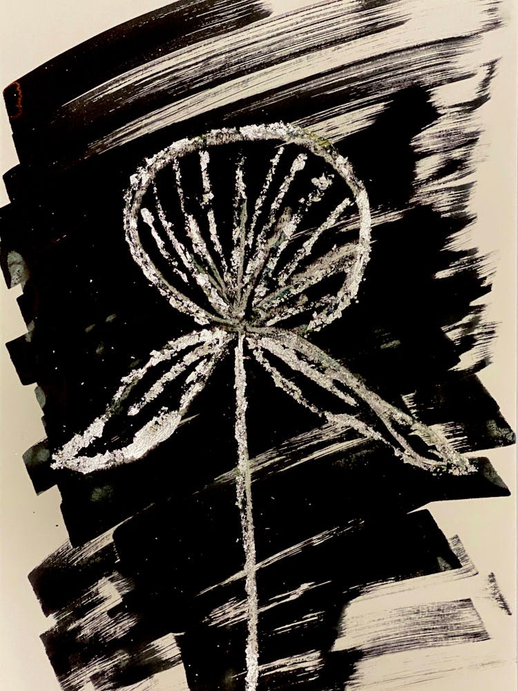 Flower In Black And White Ink
