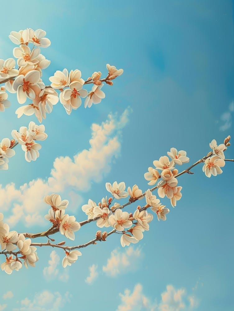 Cherry Blossoms On A Branch