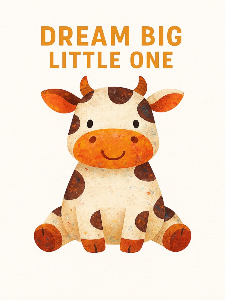 Dream Big Little One – Printable Cow Nursery Wall Art Farm Animal