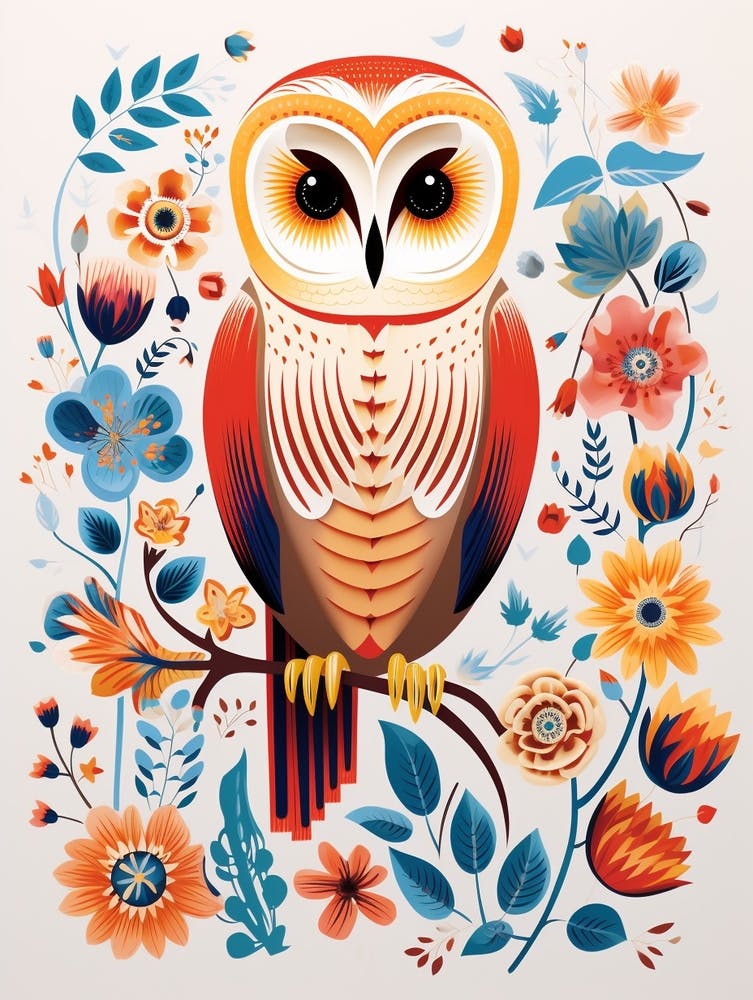 Scandinavian Bird Illustration Barn Owl 4