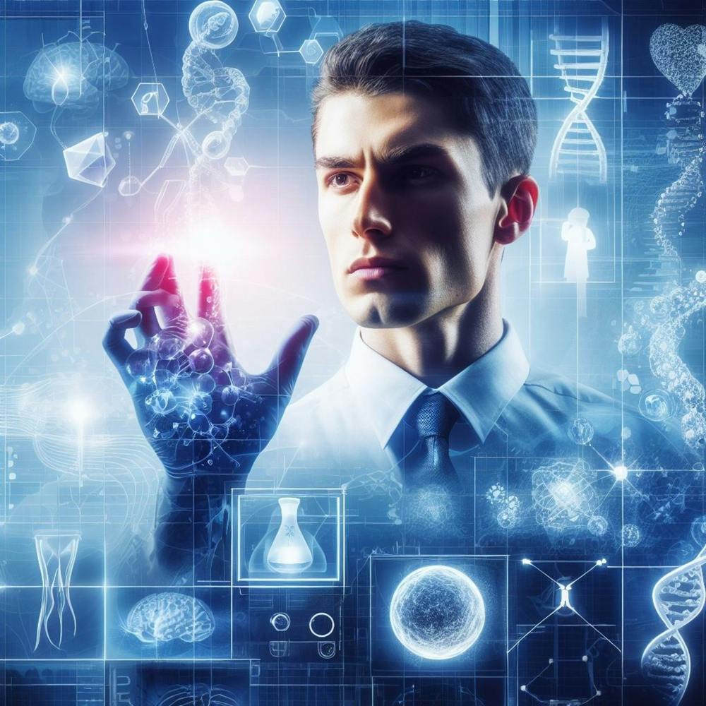 Businessman With Dna Symbol