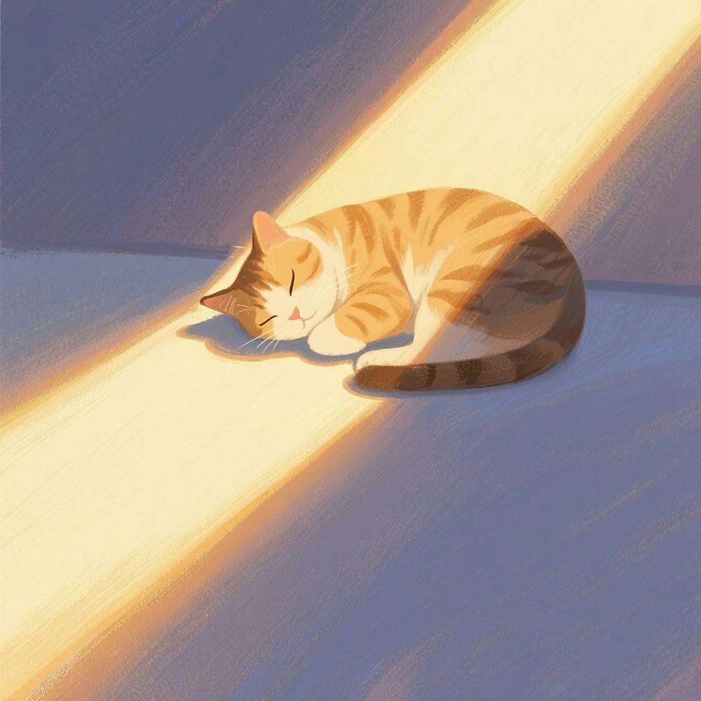 Cat Sleeping In The Sun