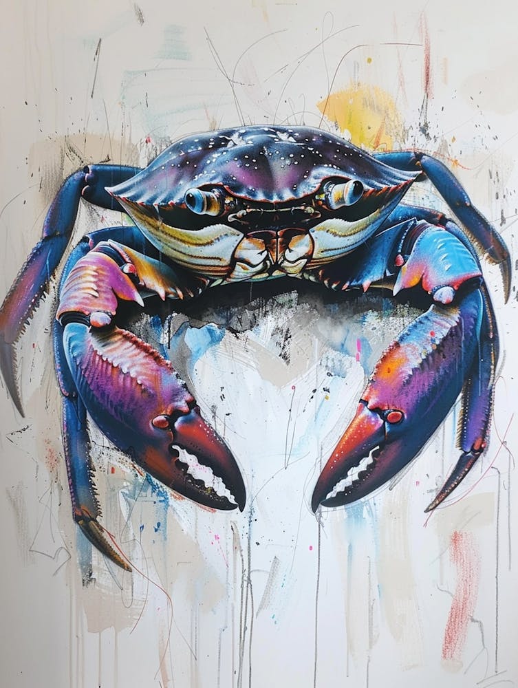 Crabe Pastel Aquarelle 1