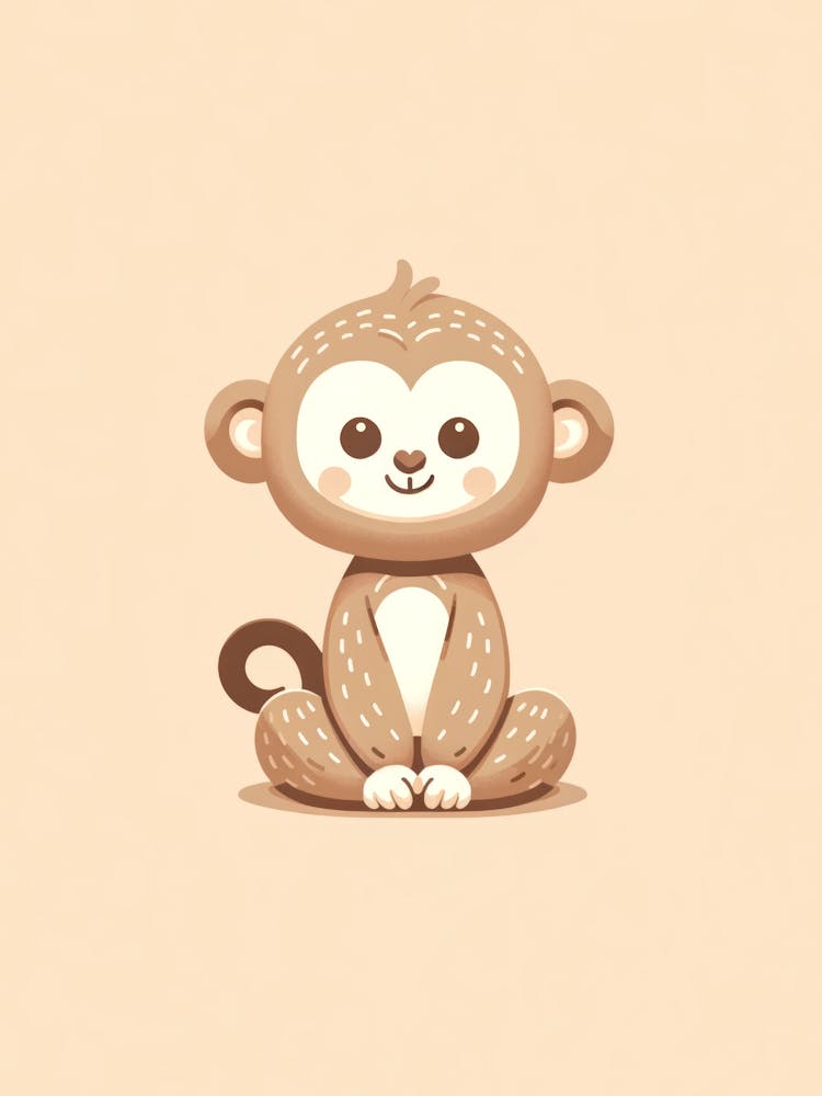 Cute Monkey Infant Baby Newborn Print Art