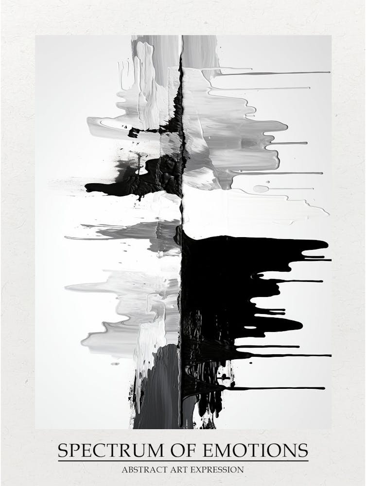 Spectrum Of Emotions Abstract Black And White 6 Poster