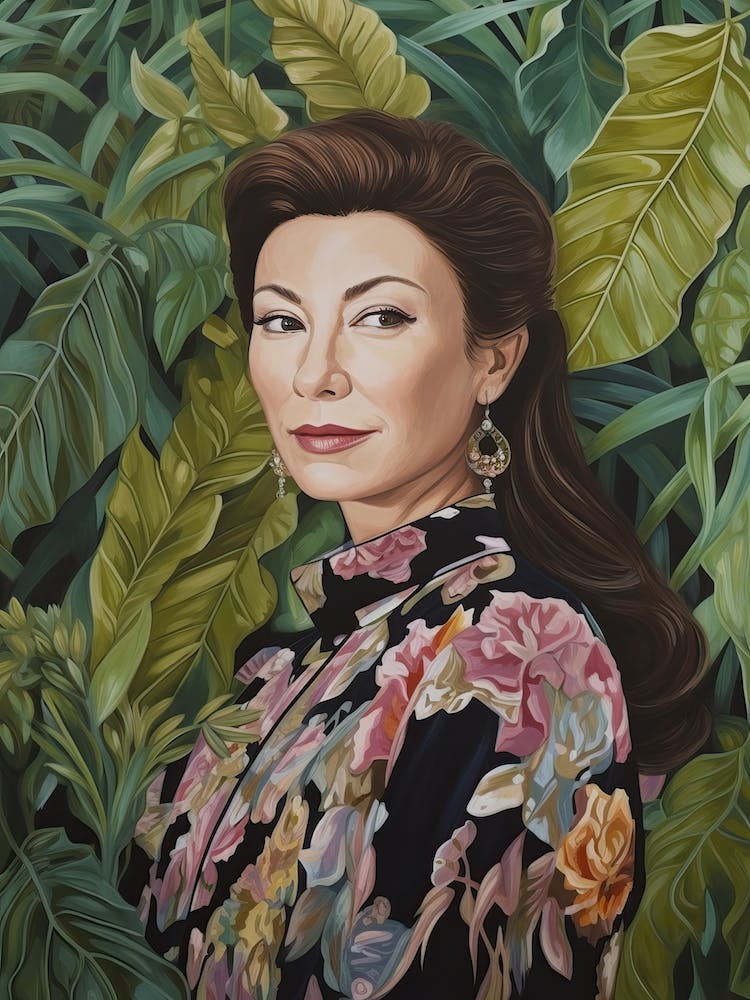 Floral Handpainted Portrait Of Michelle Yeoh 2