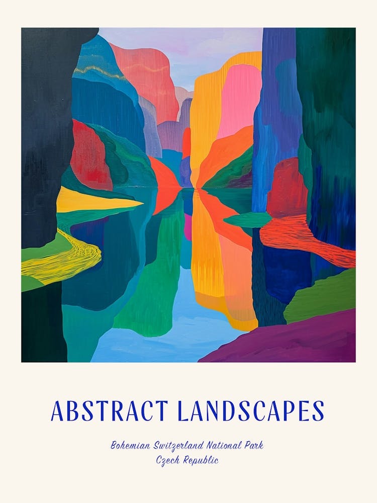 Colourful Abstract Bohemian Switzerland National Park Czech Republic 3 Poster Blue