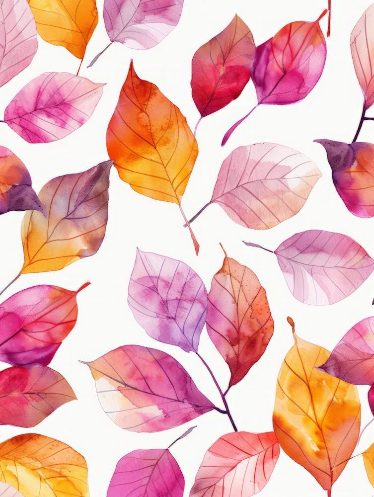Watercolor Autumn Leaves Seamless Pattern 1