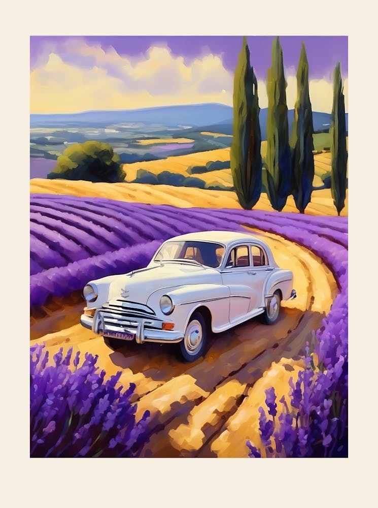 Vintage Car In Lavender Field