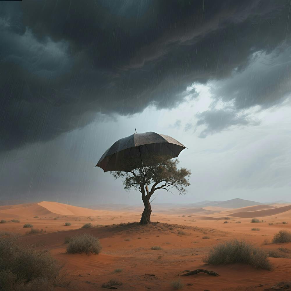 Umbrella In The Desert