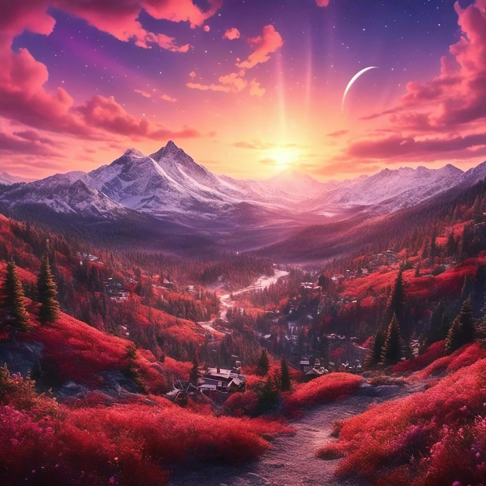 Sonnenuntergang In Den Bergen