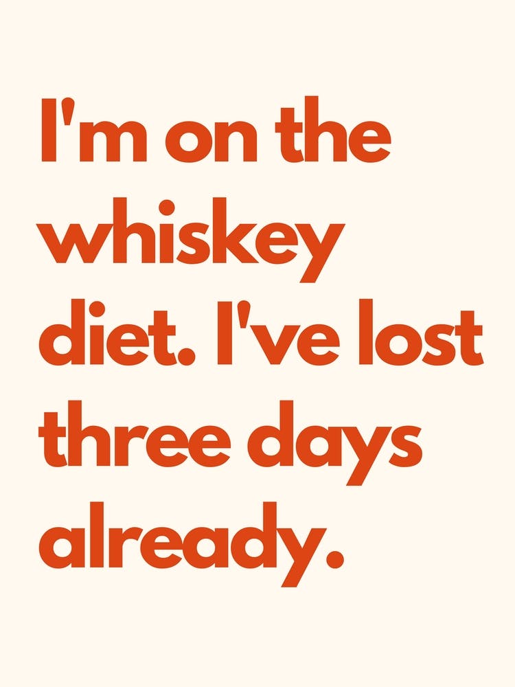 Whiskey Diet Kitchen Typography Cream Red
