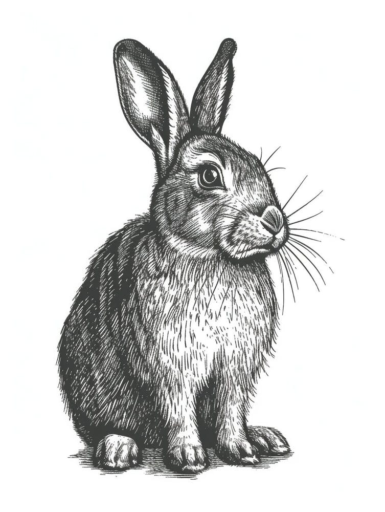 Cinnamon Blockprint Rabbit Illustration 2