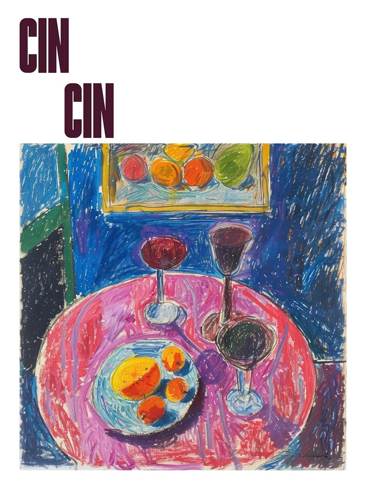 Cin Cin Poster Table With Wine Matisse Style 6