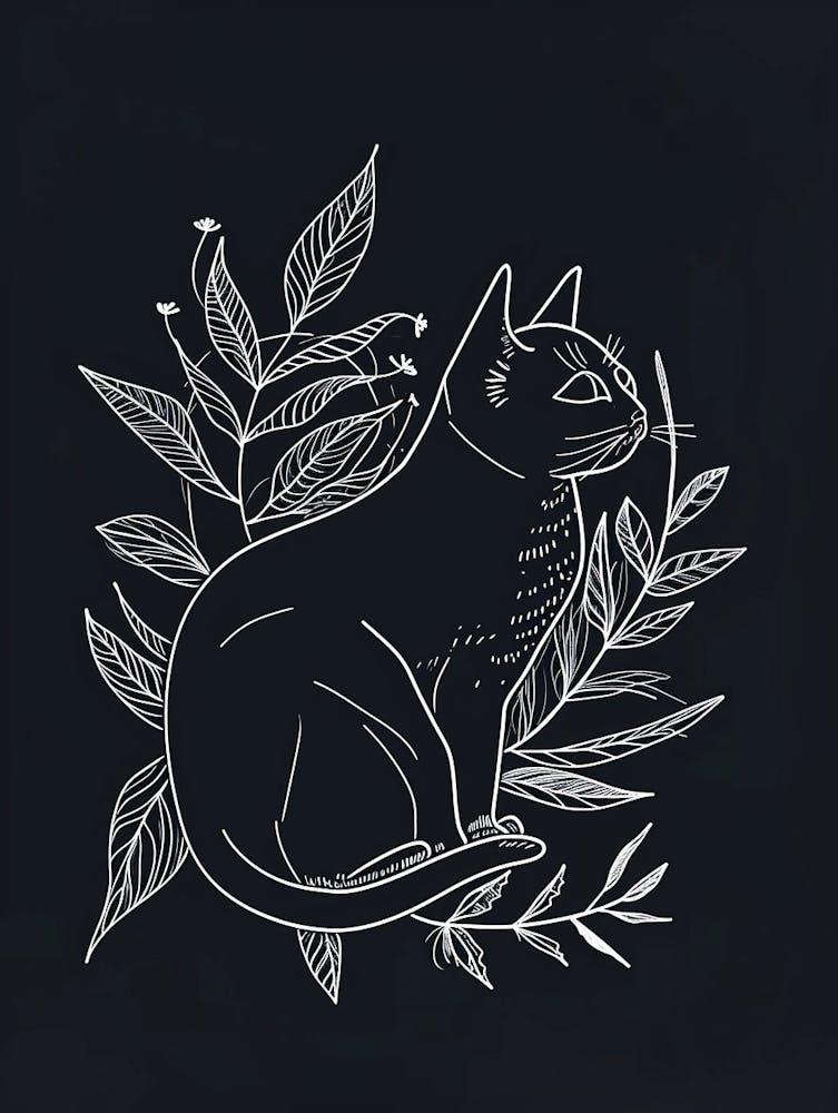 Korat Cat Minimalist Illustration 4