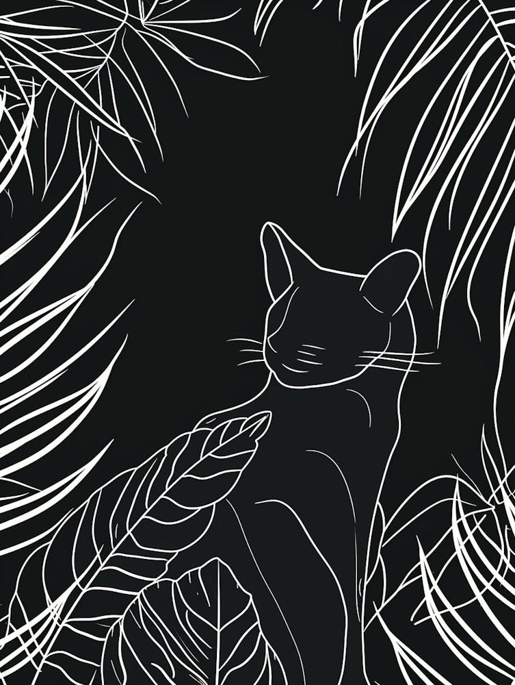 Savannah Cat Minimalist Illustration 1