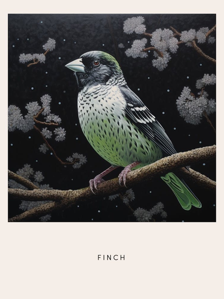 Ohara Koson Inspired Bird Painting Finch 2 Poster