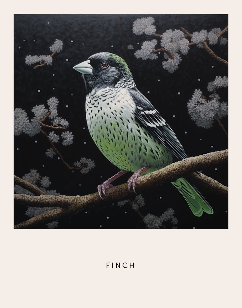 Ohara Koson Inspired Bird Painting Finch 2 Poster