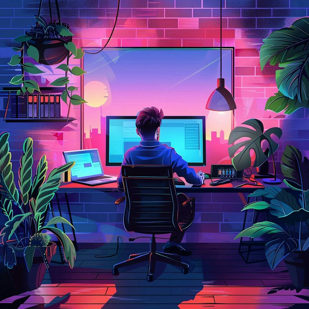 Computer Desk With Plants