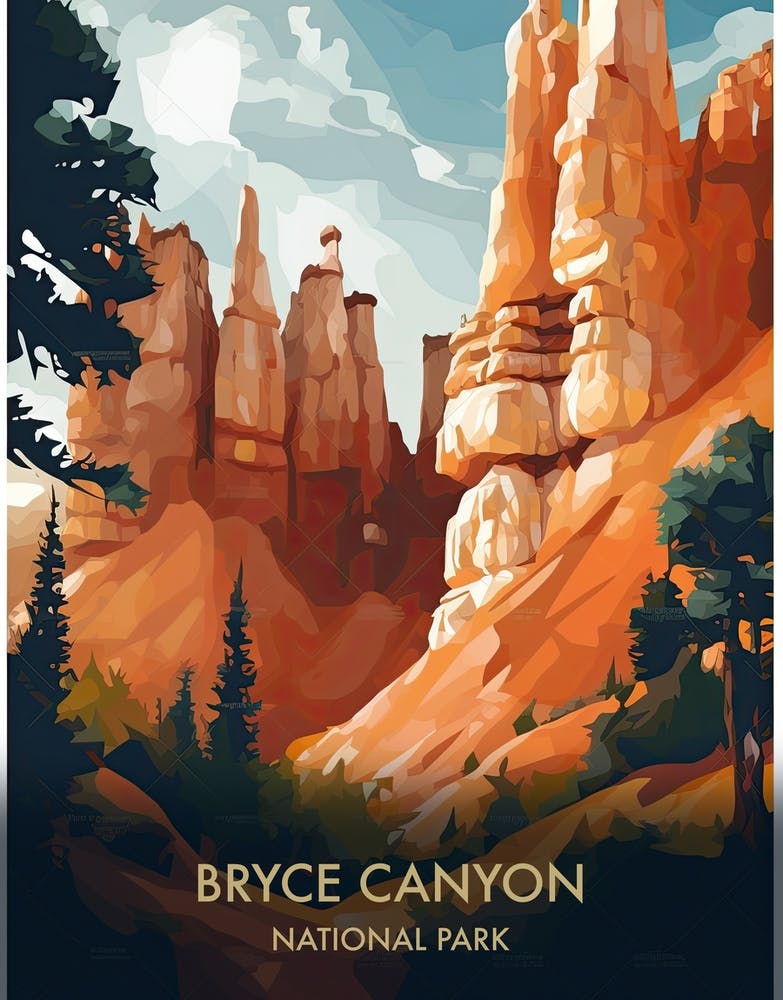 Bryce Canyon National Park Illustration im Reiseposter-Stil 1