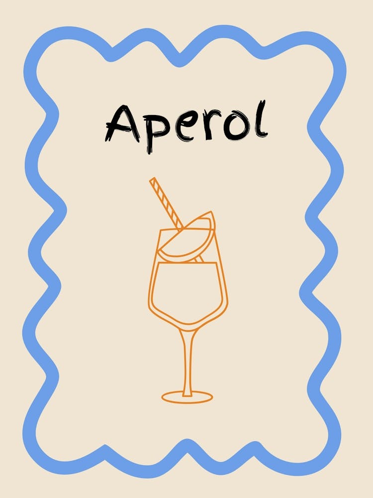 Aperol Doodle Poster Blue & Orange